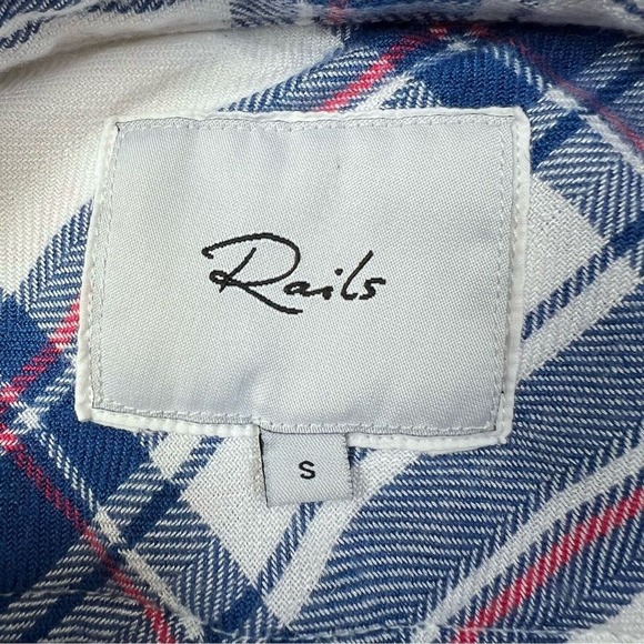 Rails Hunter Plaid Shirt Small Button Down Long Sleeve White Blue Raspberry Soft - Picture 10 of 13